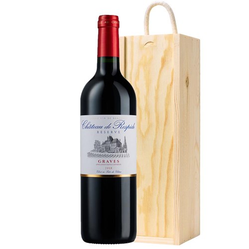 Chateau de Respide Bordeaux 75cl Red Wine In Pine Wooden Gift Box
